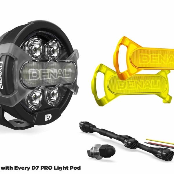 Denali D7 Pro package includes 1x light pod, 3x X-lenses and 1x 2-into-1 single-circuit wiring adapter
