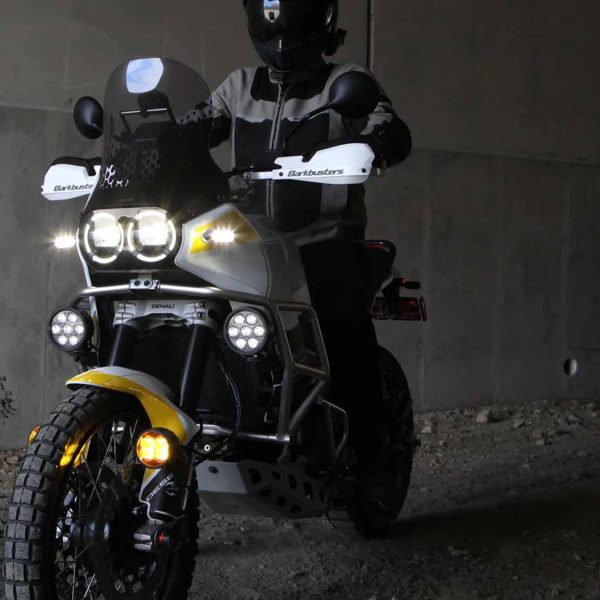 Denali D7 LED Driving Lights and D3 Fog Lights installed and controlled with a CANsmart Controller for Ducati DesertX and Multistrada V4