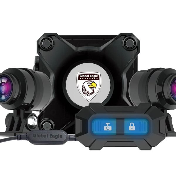 Global Eagle X9 Pro Motorcycle Dash Cam 2k Front Rear Lenses with Multifunction Button and GPS antenna
