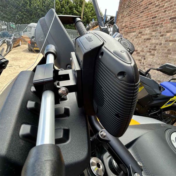 Sat nav mount for motorbike accessory bars, Made in the UK