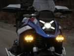 Upper Driving Light Mount - BMW R1300GS LAH.07.11600 with Denali D7 Pro light pods showing the DRL-Indicator Function