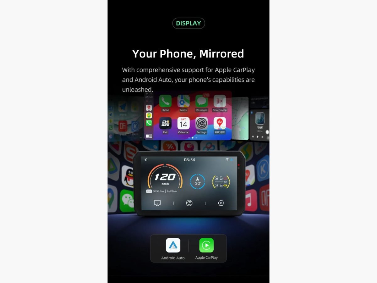 Chigee AIO-5 Play Smart Riding Display | Apple CarPlay & Android 