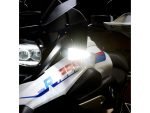 Weiser bright white driving light indicator on a BMW motorcycle