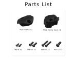 Chigee Crossbar Mount parts list showing pipe clamp, base and fixing screws