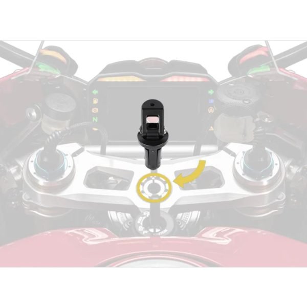 Chigee Fork Stem Mount fitment guide showing mounting position on motorcycle top yoke