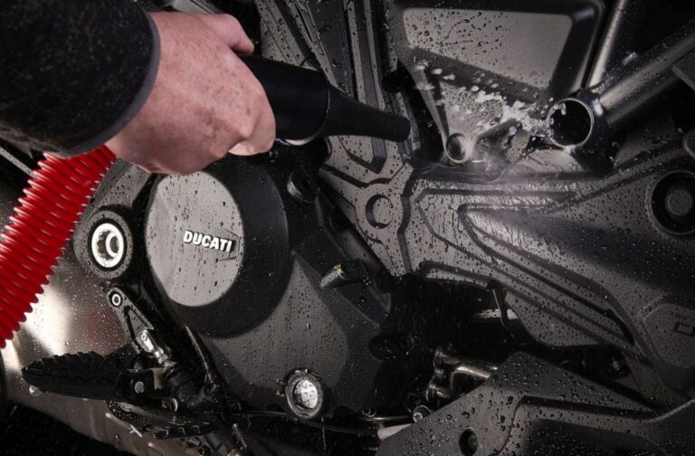 Bruhl Dryer in Action, drying a Ducati Motorcycle