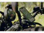 iPhone 16 Pro or iPhone 16 Pro Max displaying navigation in a Peak Design GNAR Case mounted on a motorcycle